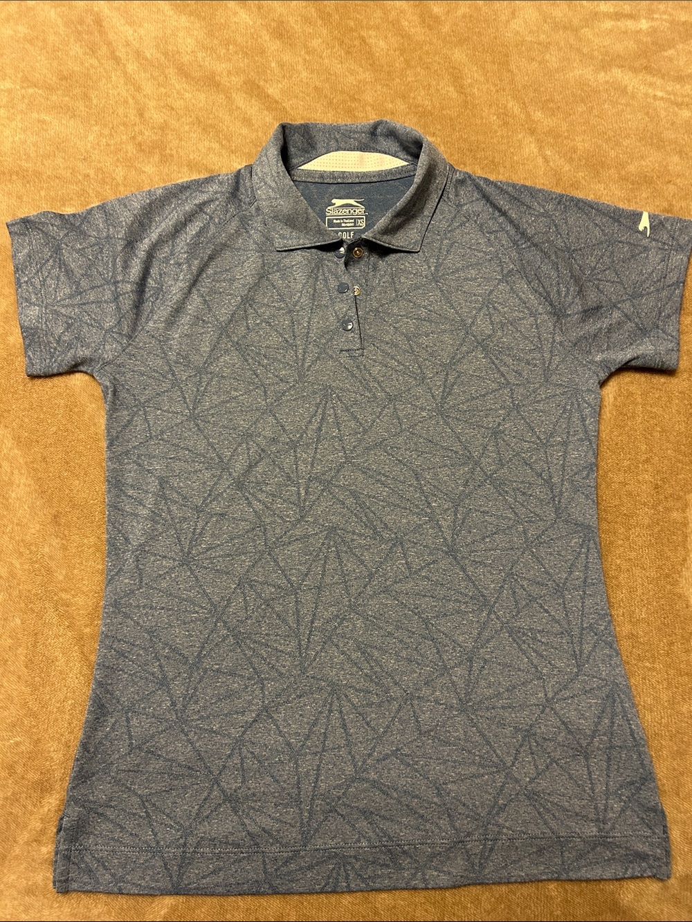 Slazenger Golf Blue Heathered Geometric Polo, Size XS